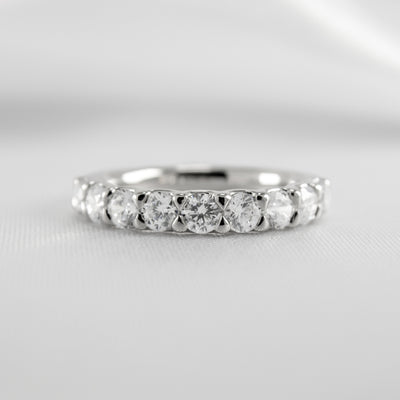 Shown in 1 carat total weight * Drew half eternity round diamond wedding ring | Lisa Robin#color_platinum