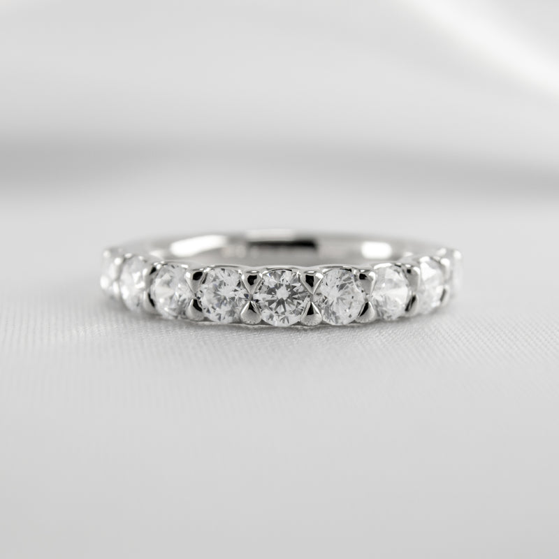Shown in 1 carat total weight * Drew half eternity round diamond wedding ring | Lisa Robin