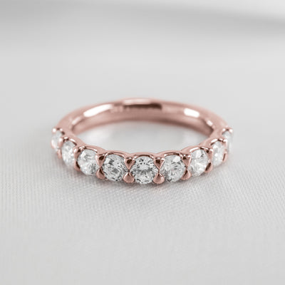 Shown in 1 carat total weight * Drew half eternity round diamond wedding ring | Lisa Robin#color_14k-rose-gold