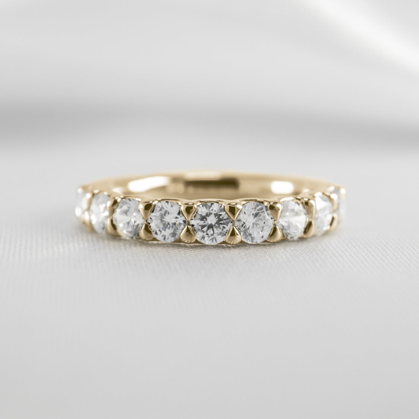 Shown in 1 carat total weight * Drew half eternity round diamond wedding ring | Lisa Robin#color_14k-yellow-gold