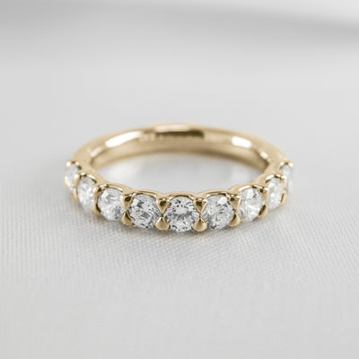 Shown in 1 carat total weight * Drew half eternity round diamond wedding ring | Lisa Robin#color_14k-yellow-gold