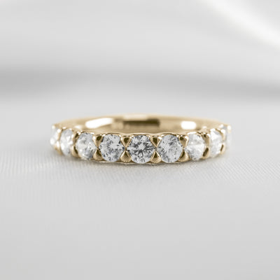Shown in 1 carat total weight * Drew half eternity round diamond wedding ring | Lisa Robin#color_14k-yellow-gold