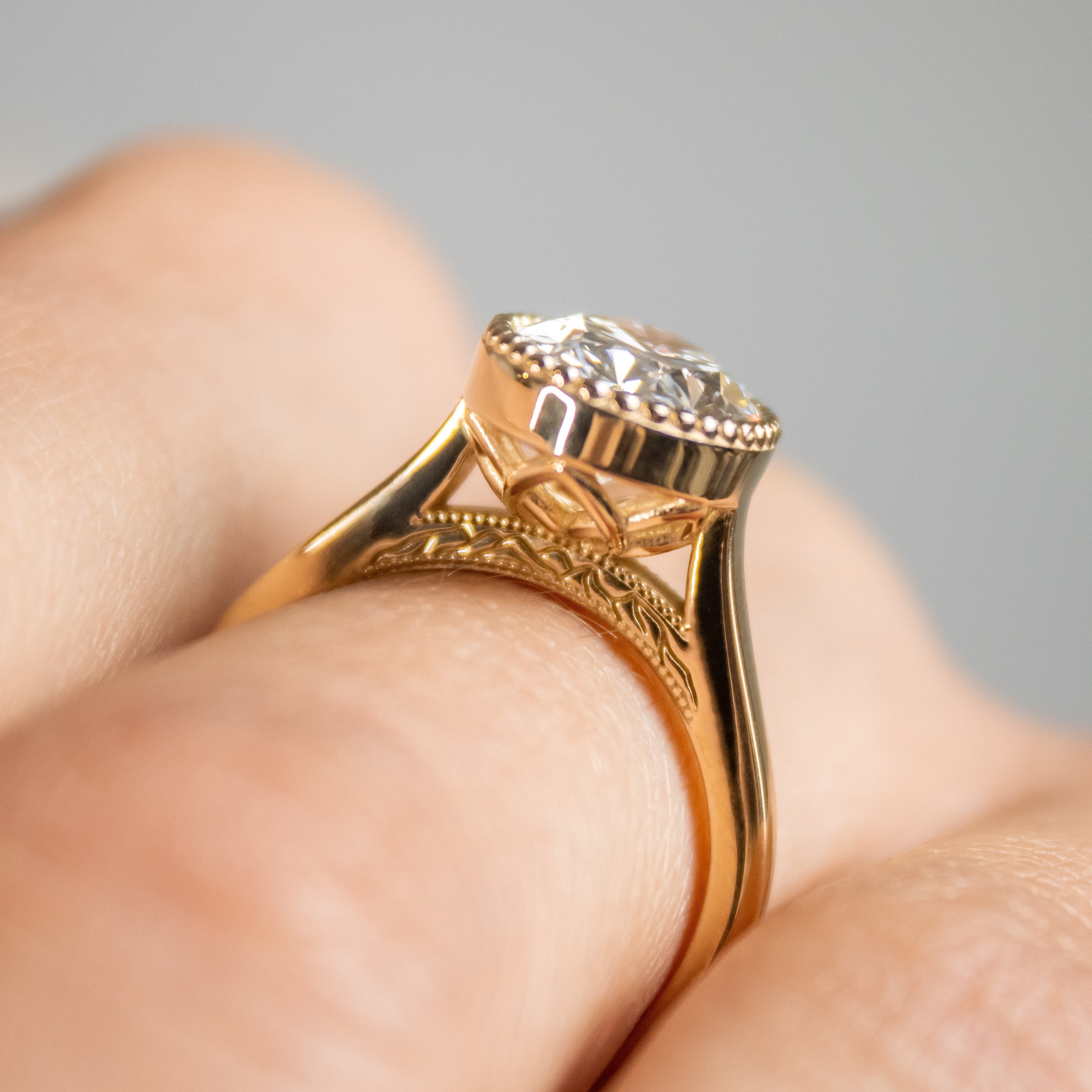 The Ellery Milgrain Bezel Cathedral Engagement Ring