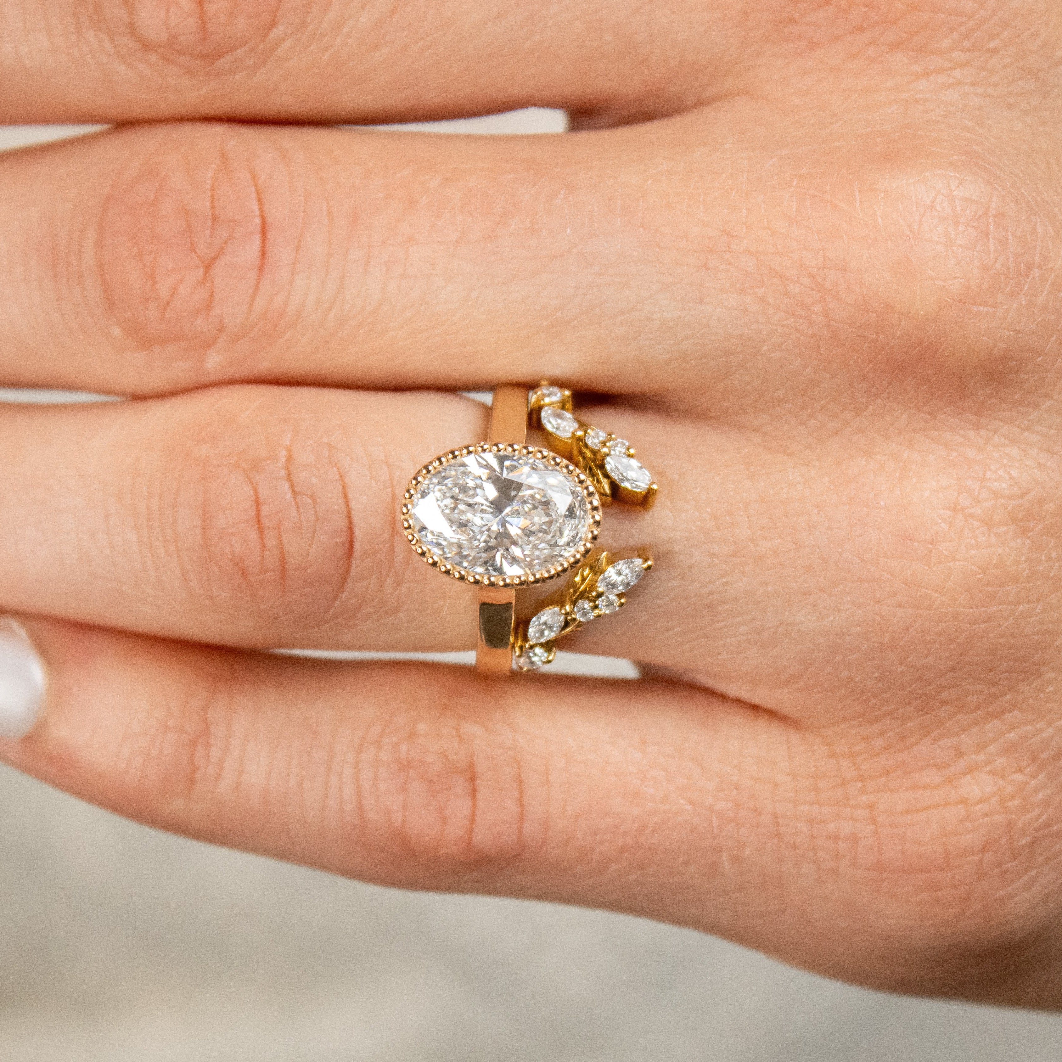 Marlowe leaf curved open natural diamond 14K yellow gold wedding band by Lisa Robin Jewelry#color_14k-yellow-gold