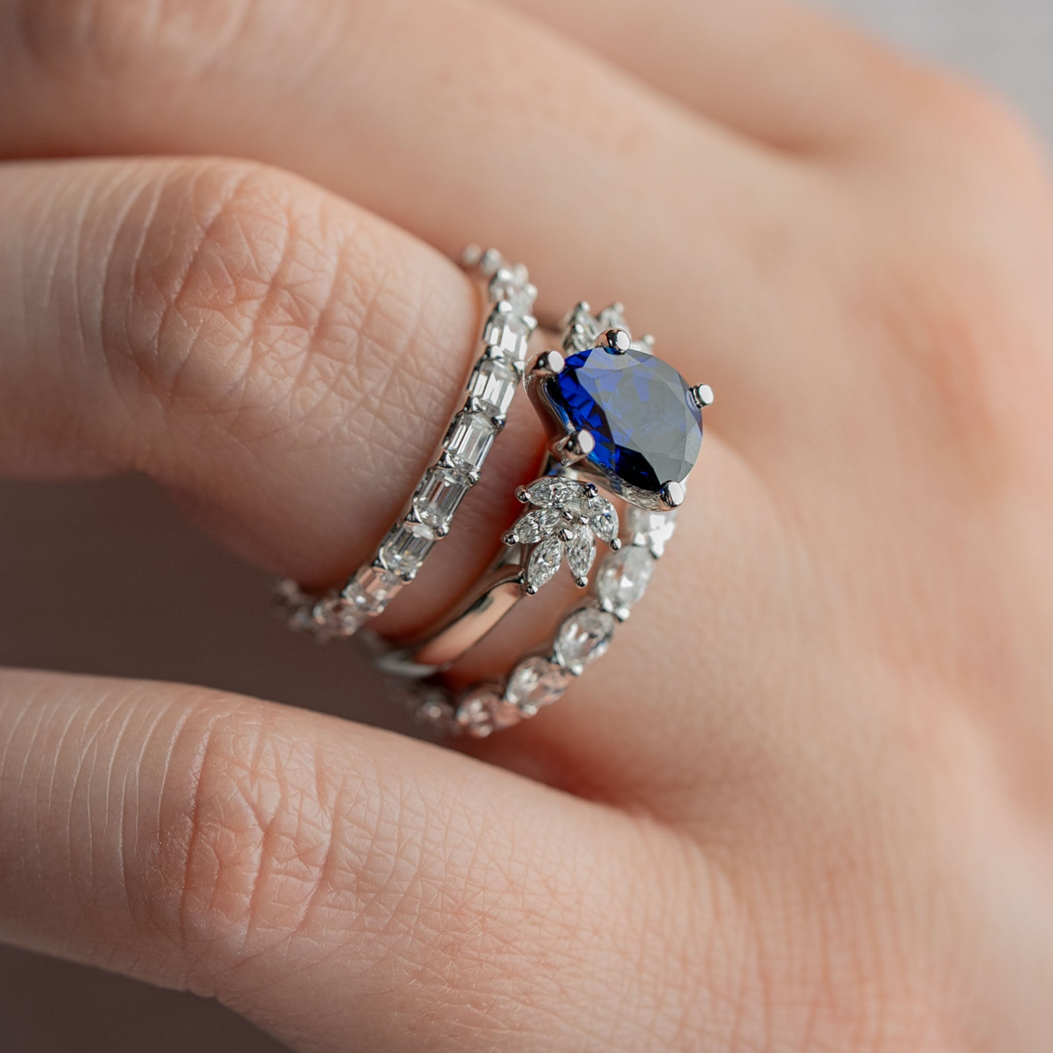 The Anna Sapphire Cluster Engagement Ring