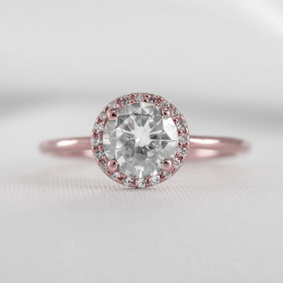 Shown in 1.0 Carat * The Emma Round Diamond Halo Engagement Ring in Rose Gold | Lisa Robin#color_18k-rose-gold