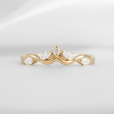 The Evara Twist Marquise Diamond Wedding Ring | Lisa Robin#color_10k-yellow-gold