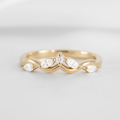 The Evara Twist Marquise Diamond Wedding Ring | Lisa Robin#color_10k-yellow-gold
