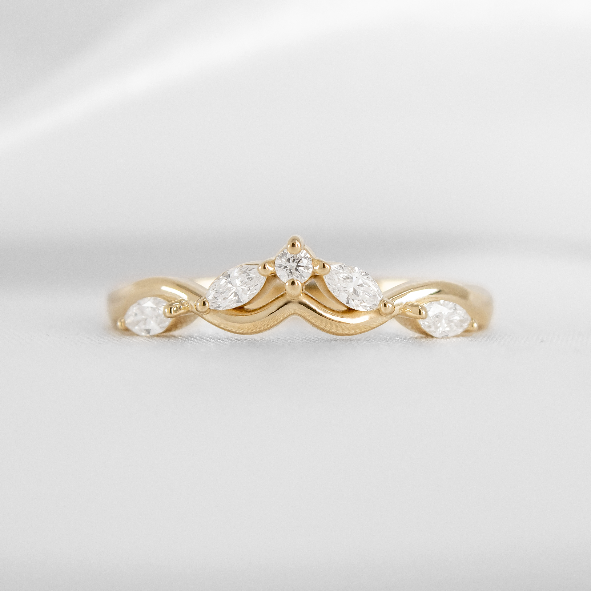 The Evara Twist Marquise Diamond Wedding Ring | Lisa Robin#color_10k-yellow-gold