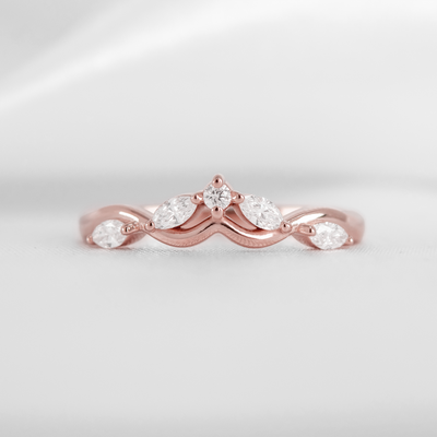 The Evara Twist Marquise Diamond Wedding Ring | Lisa Robin#color_14k-rose-gold