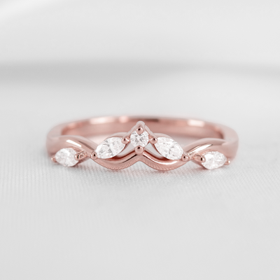 The Evara Twist Marquise Diamond Wedding Ring | Lisa Robin#color_14k-rose-gold