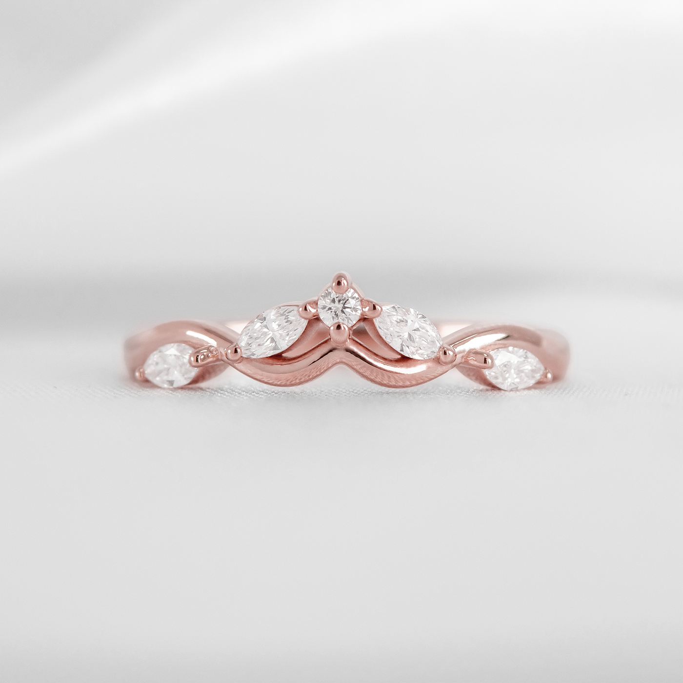 The Evara Twist Marquise Diamond Wedding Ring | Lisa Robin#color_18k-rose-gold