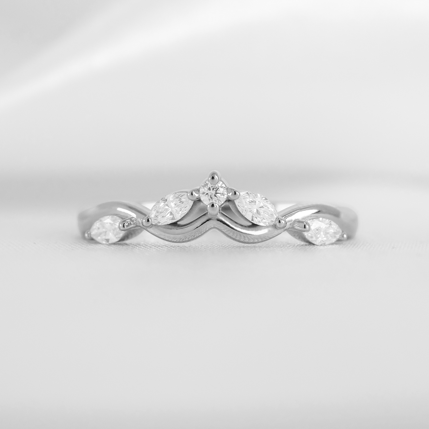 The Evara Twist Marquise Diamond Wedding Ring | Lisa Robin#color_18k-white-gold