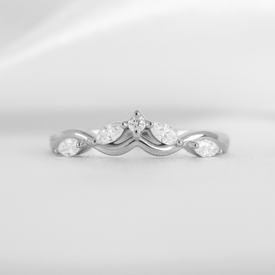 The Evara Twist Marquise Diamond Wedding Ring | Lisa Robin#color_18k-white-gold