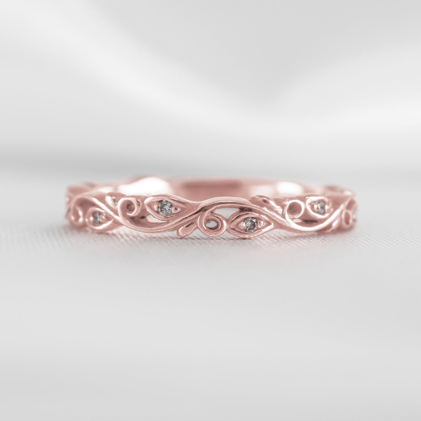 Vintage Floral Diamond Wedding Ring - Lisa Robin