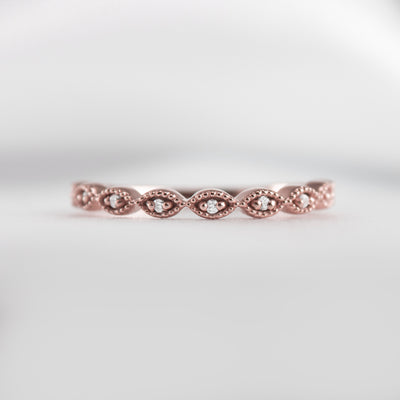 The Frances Vintage Diamond Wedding Ring | Lisa Robin#color_14k-rose-gold