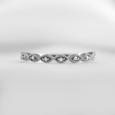 The Frances Vintage Diamond Wedding Ring | Lisa Robin#color_10k-white-gold