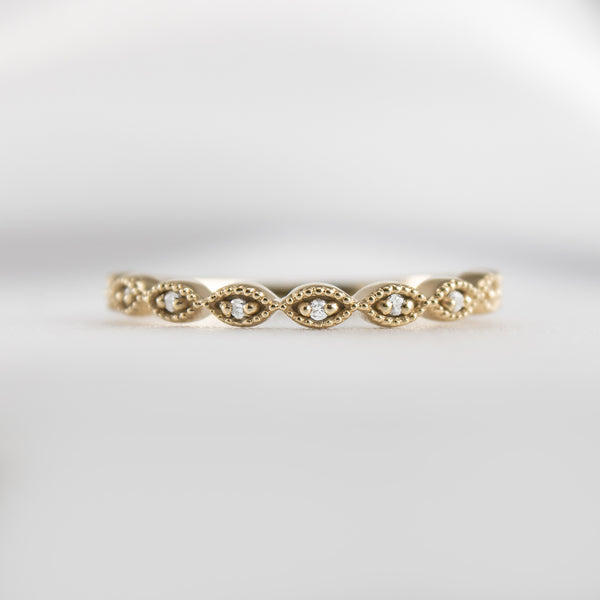 The Frances Vintage Diamond Wedding Ring | Lisa Robin#color_10k-yellow-gold
