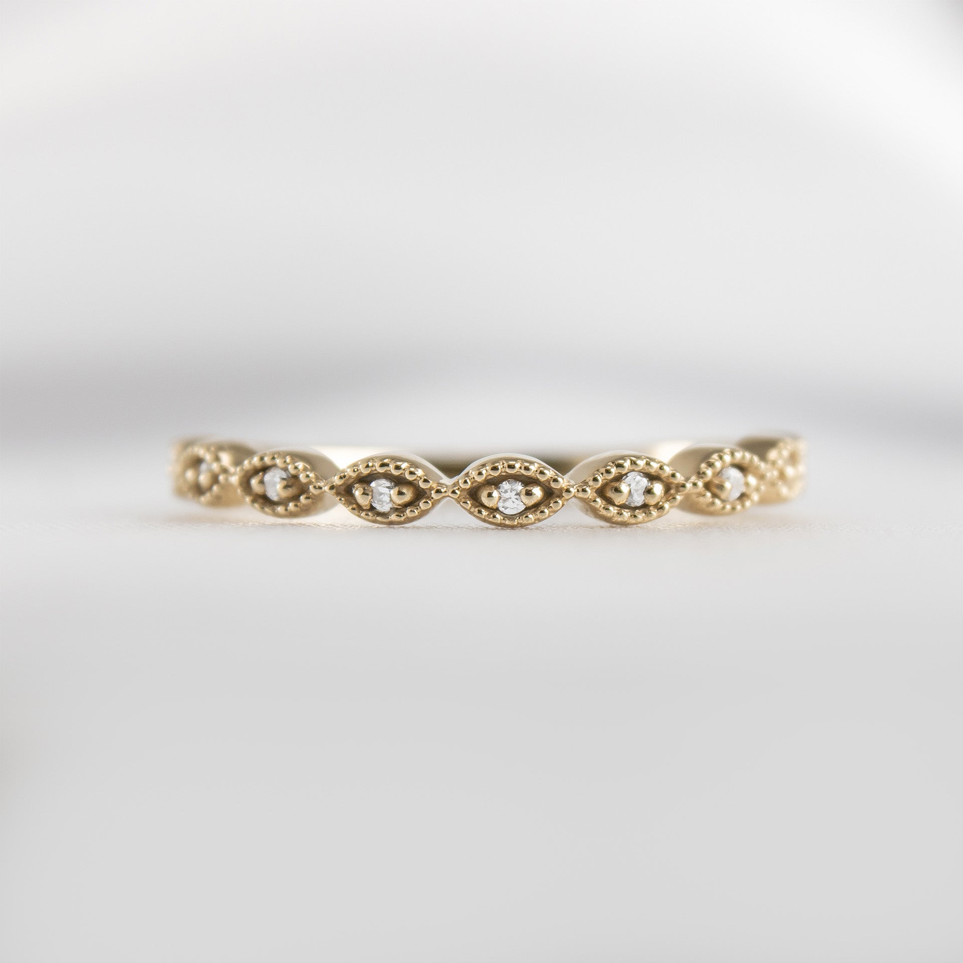 The Frances Vintage Lab Diamond 14K yellow gold Wedding band front view by Lisa Robin#color_14k-yellow-gold