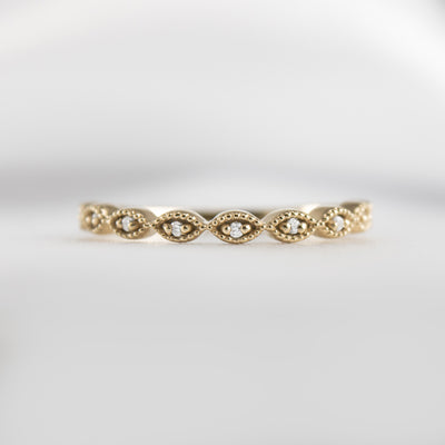 The Frances Vintage Diamond Wedding Ring | Lisa Robin#color_14k-yellow-gold