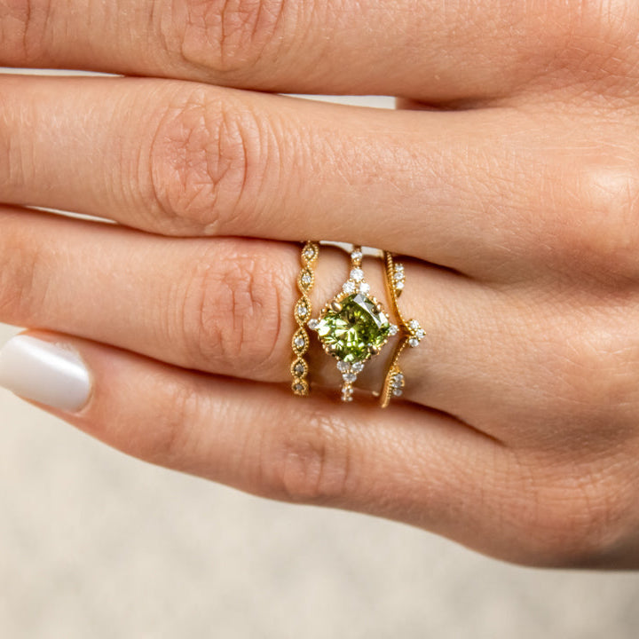 The Galaeth Cluster Green Diamond Engagement Ring