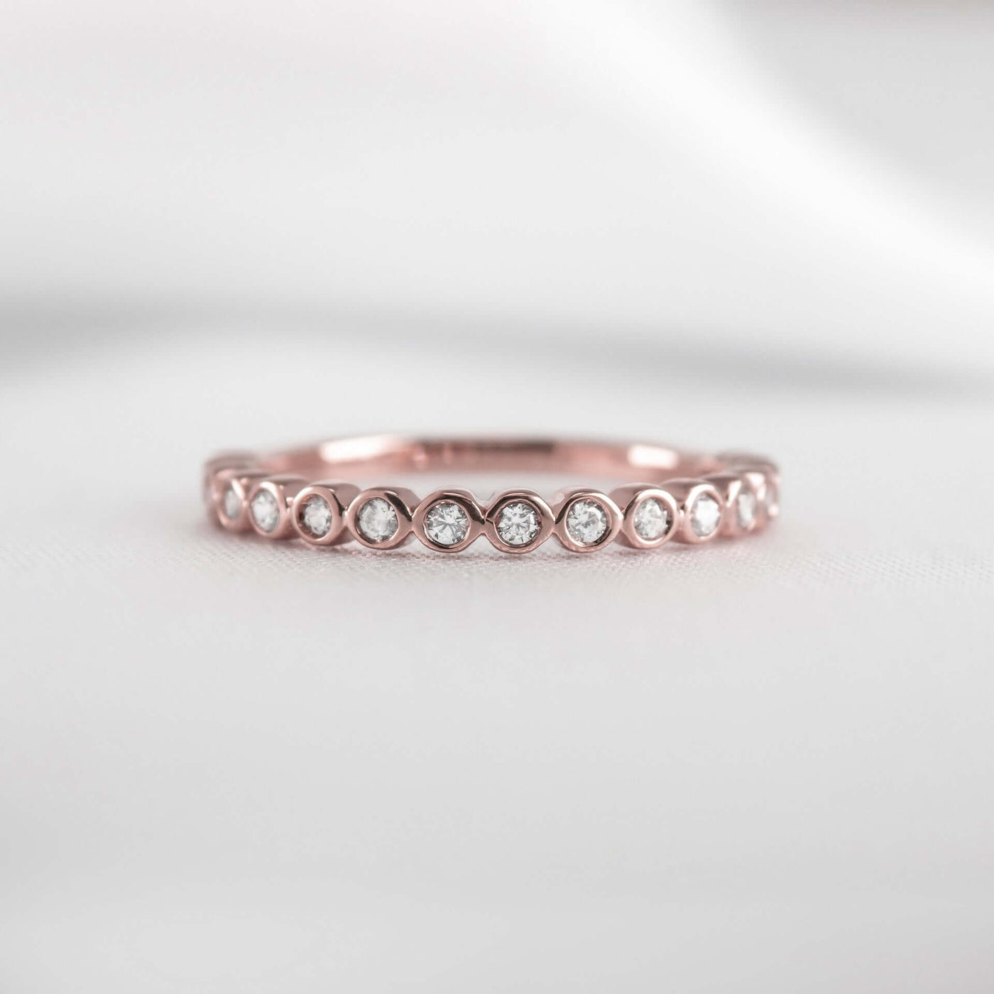 The Frankie Bezeled Diamond Wedding Ring | Lisa Robin#color_14k-rose-gold