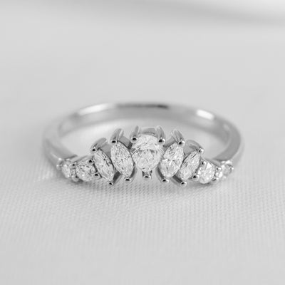 The Gabby Diamond Curved Wedding Ring | Lisa Robin#color_platinum