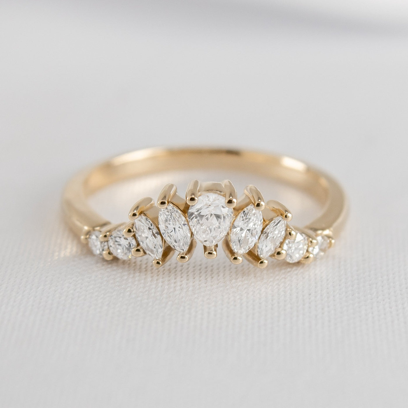 The Gabby Diamond Curved Wedding Ring | Lisa Robin#color_14k-yellow-gold