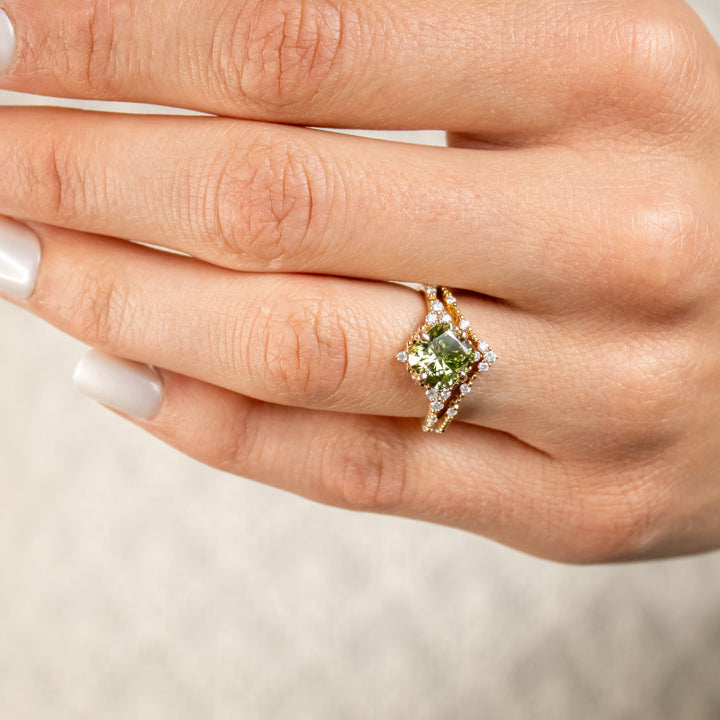 The Galaeth Cluster Green Diamond Engagement Ring
