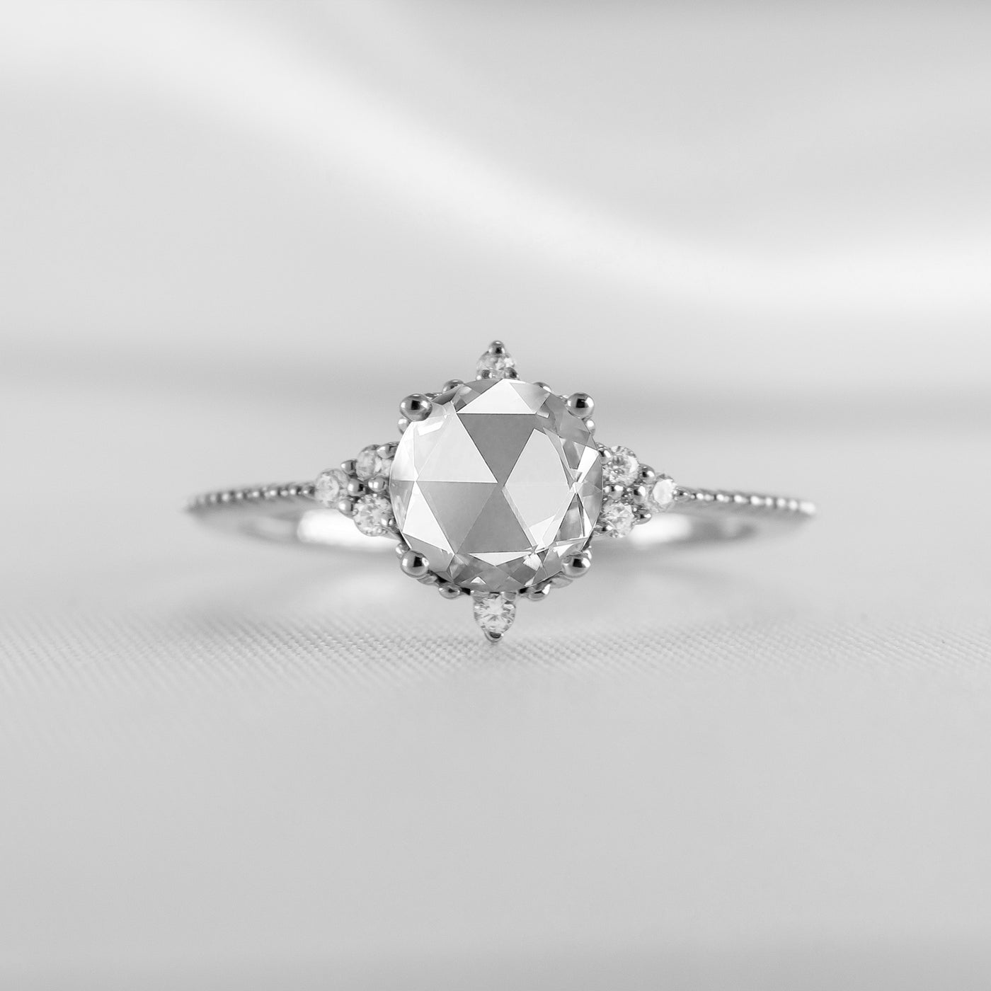 Shown in 1 Carat * The Galaxy rose-cut diamond engagement ring in platinum | Lisa Robin#color_platinum