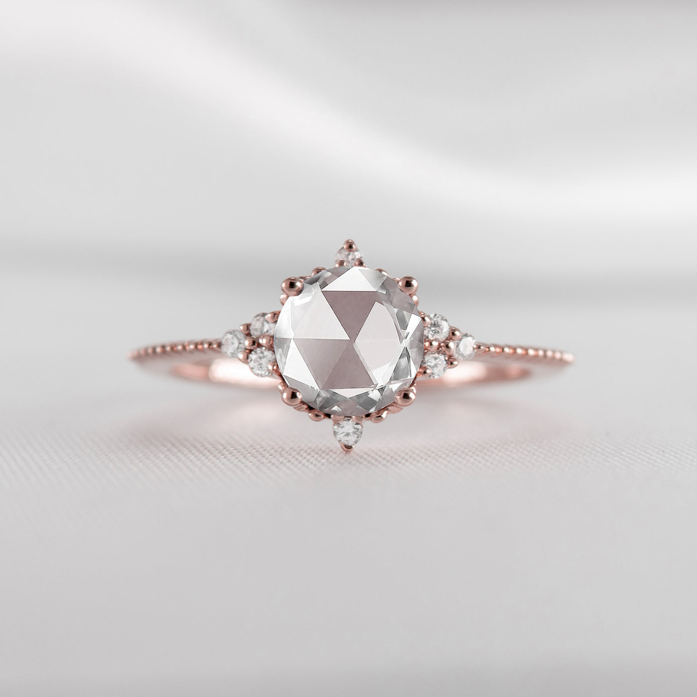 Shown in 1 Carat * The Galaxy rose-cut diamond engagement ring in rose gold | Lisa Robin#color_14k-rose-gold