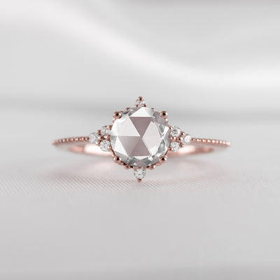 Shown in 1 Carat * The Galaxy rose-cut diamond engagement ring in rose gold | Lisa Robin#color_14k-rose-gold