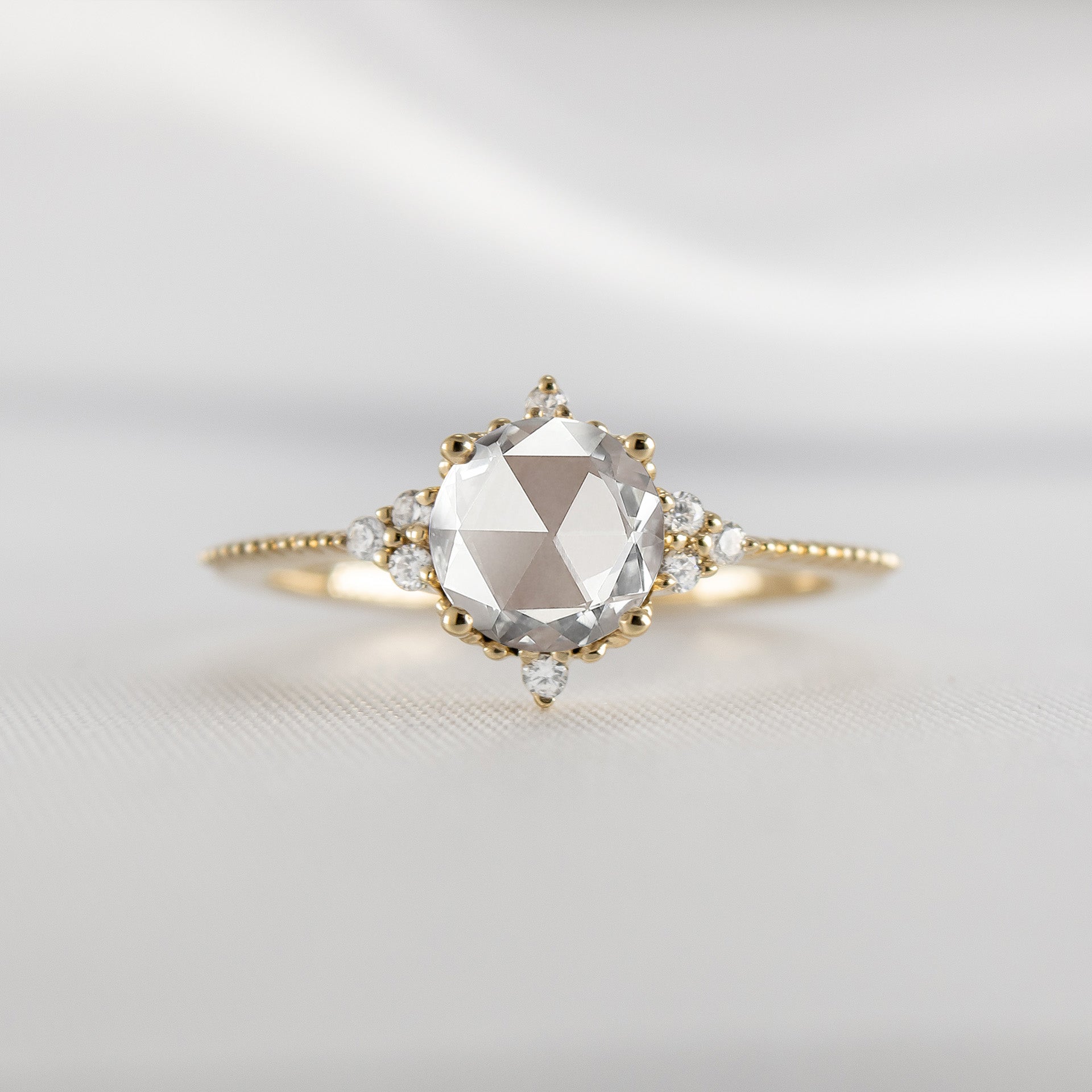 Shown in 1 Carat * The Galaxy rose-cut diamond engagement ring in yellow gold | Lisa Robin#color_14k-yellow-gold