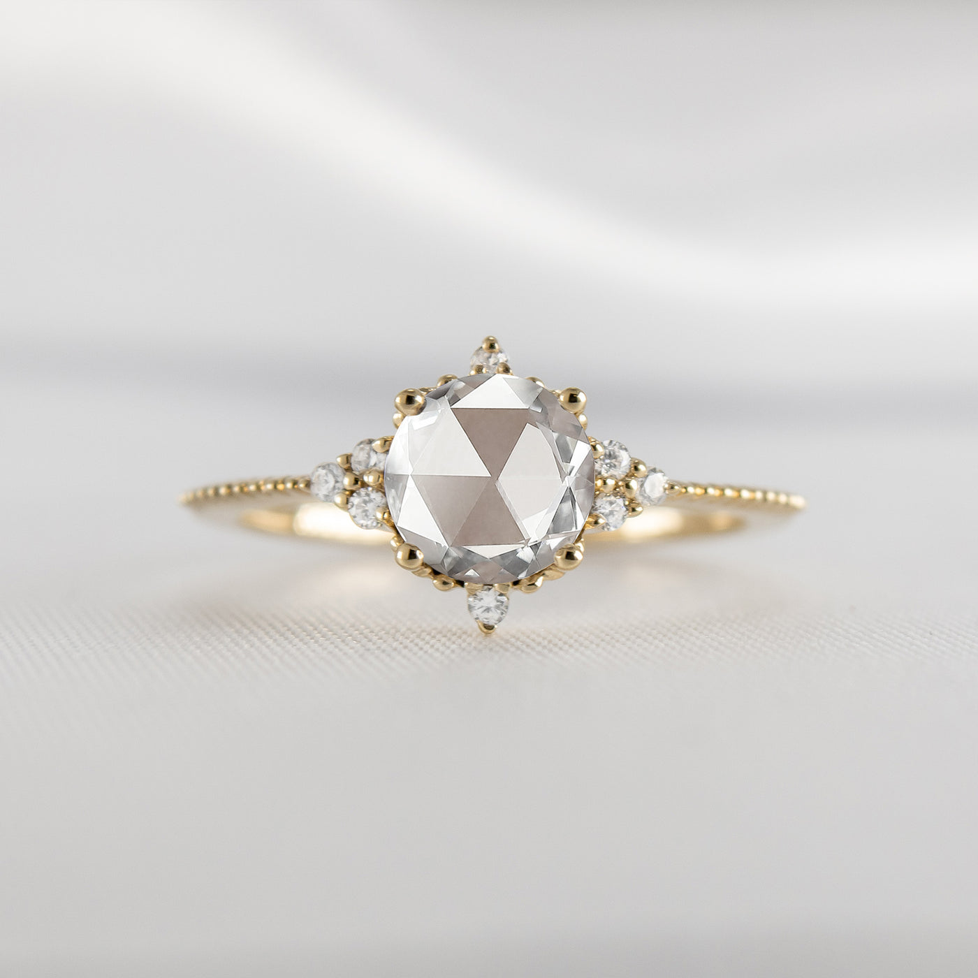 Shown in 1 Carat * The Galaxy rose-cut diamond engagement ring in yellow gold | Lisa Robin#color_14k-yellow-gold