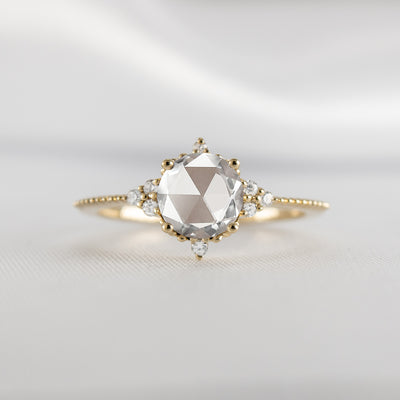 Shown in 1 Carat * The Galaxy rose-cut diamond engagement ring in yellow gold | Lisa Robin#color_14k-yellow-gold