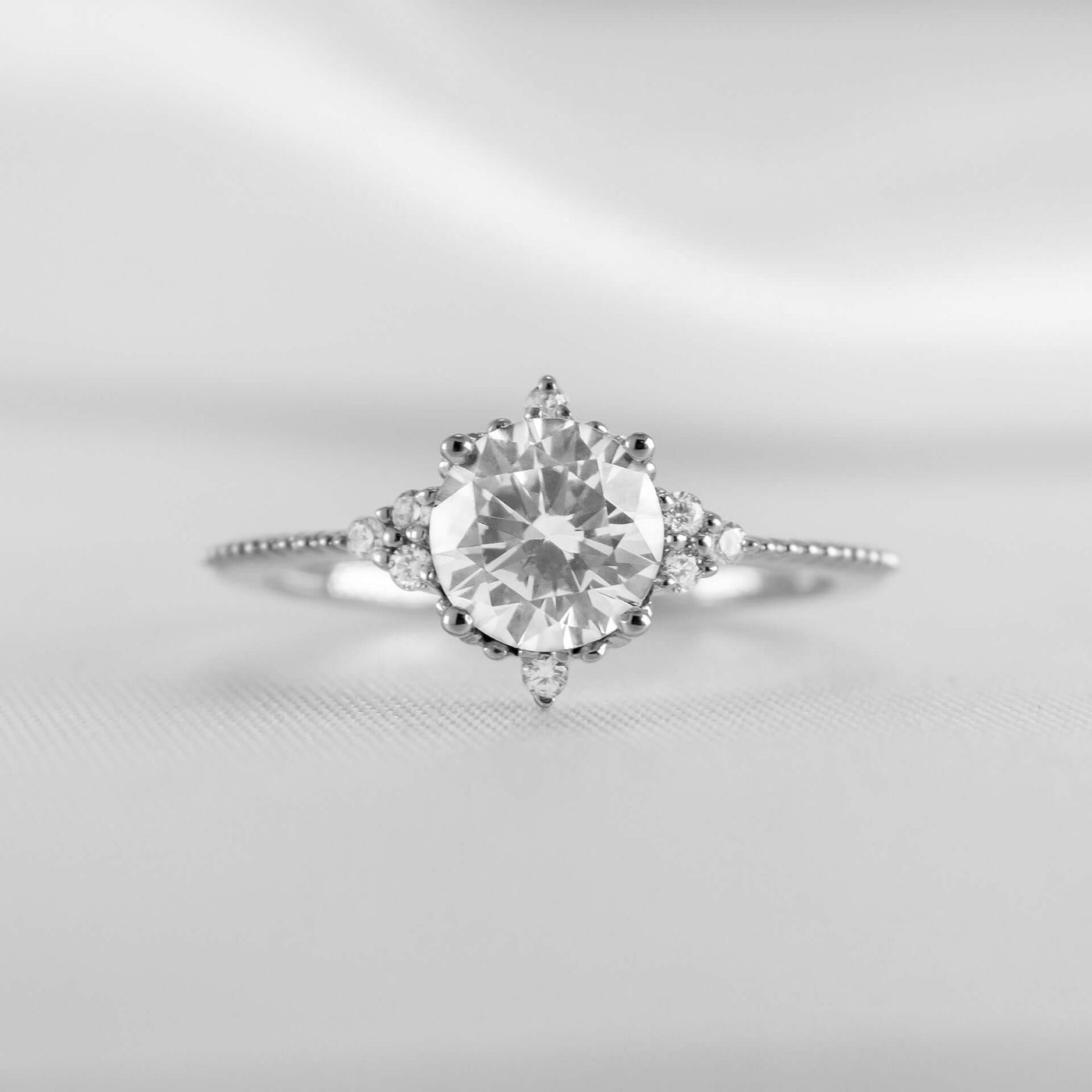 Shown in 1.0 Carat * The Galaxy Diamond Engagement Ring | Lisa Robin#color_14k-white-gold