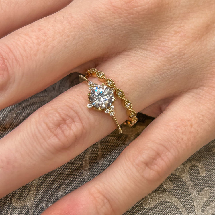 Frances vintage diamond 14K yellow gold wedding ring by Lisa Robin#color_14k-yellow-gold