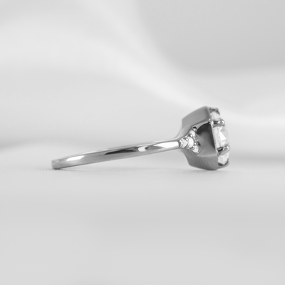 Shown in 1.0 carat Diamond* The Genevieve Hexagon Round Diamond Engagement Ring | Lisa Robin#color_platinum