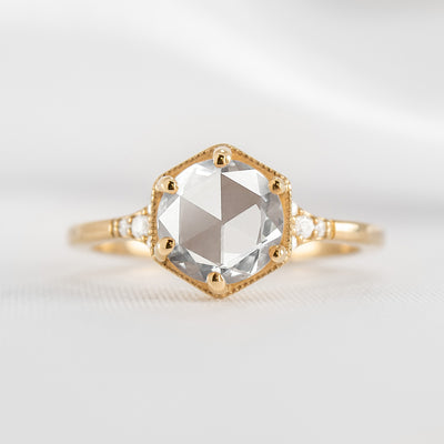 shown in 1 Carat * Genevieve diamond rose-cut engagement ring in yellow gold | Lisa Robin#color_14k-yellow-gold