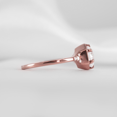 Shown in 1.0 carat Diamond* The Genevieve Round Diamond Hexagon Engagement Ring | Lisa Robin#color_14k-rose-gold