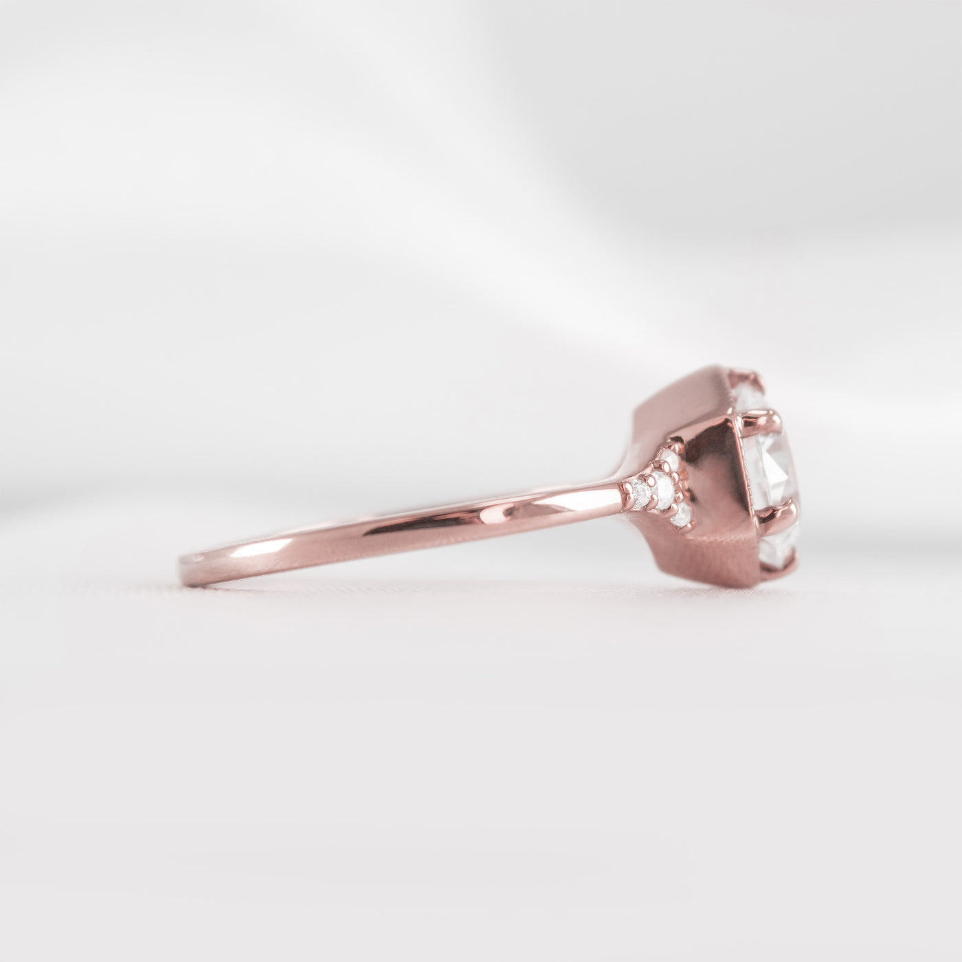 The Genevieve Hexagon Round Diamond Engagement Ring | Lisa Robin#color_14k-rose-gold