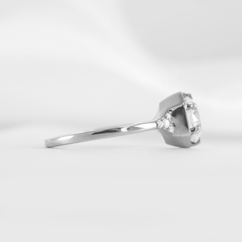 The Genevieve Hexagon Round Diamond Engagement Ring | Lisa Robin