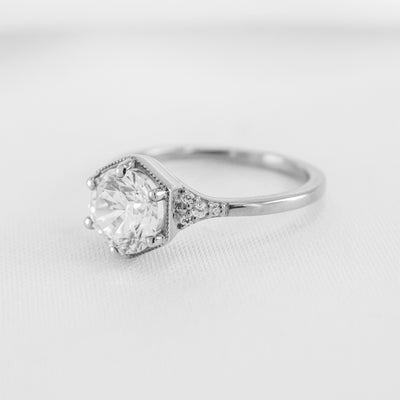 The Genevieve Hexagon Round Diamond Engagement Ring | Lisa Robin#color_platinum