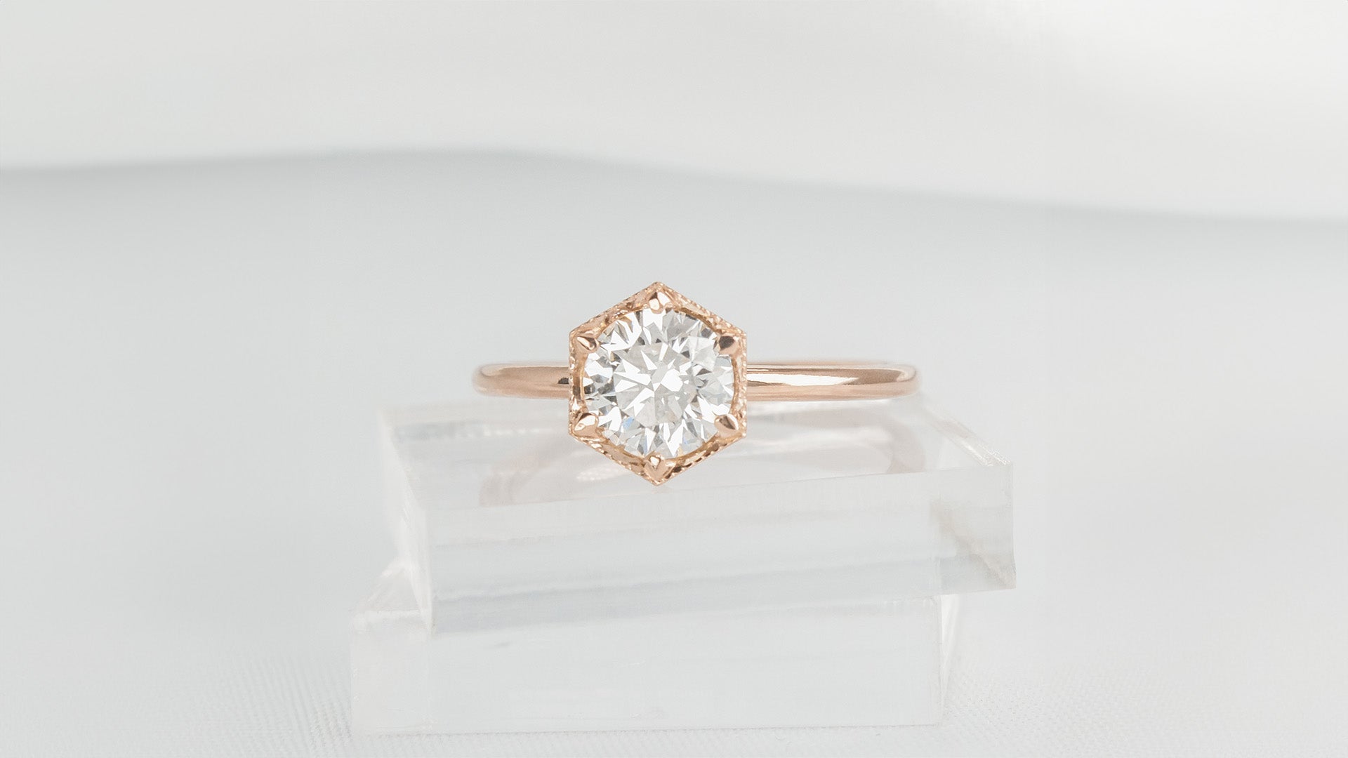 The Genevieve Solitaire Hexagon Engagement Ring | Lisa Robin