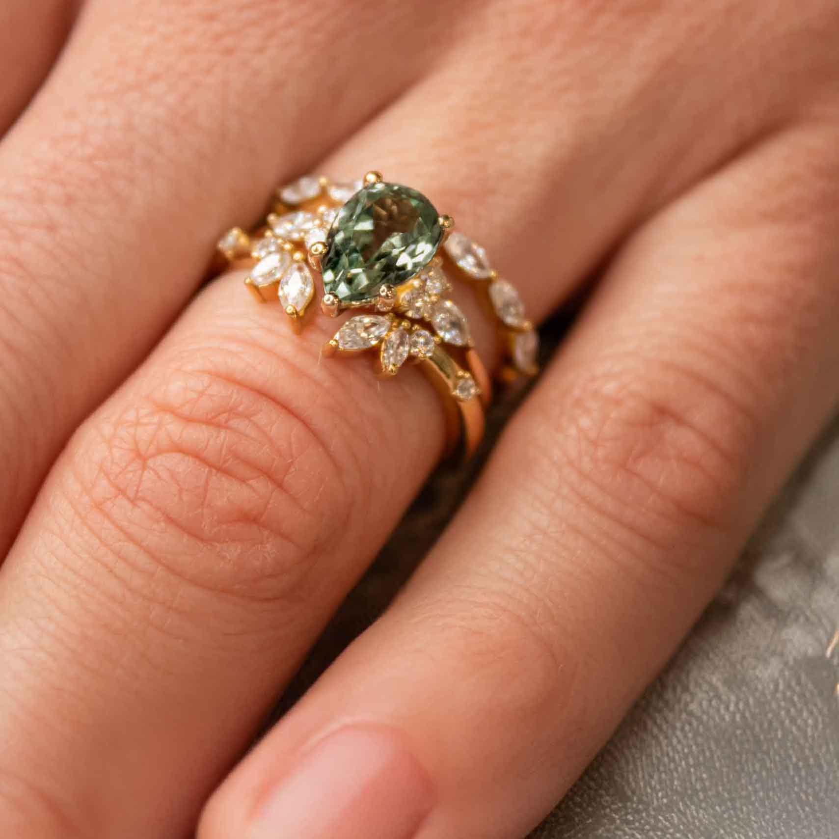 Show in 2.0 carat green sapphire*The Sophia Sapphire with Marquise Diamond Accented Solitaire Engagement Ring#color_14k-yellow-gold
