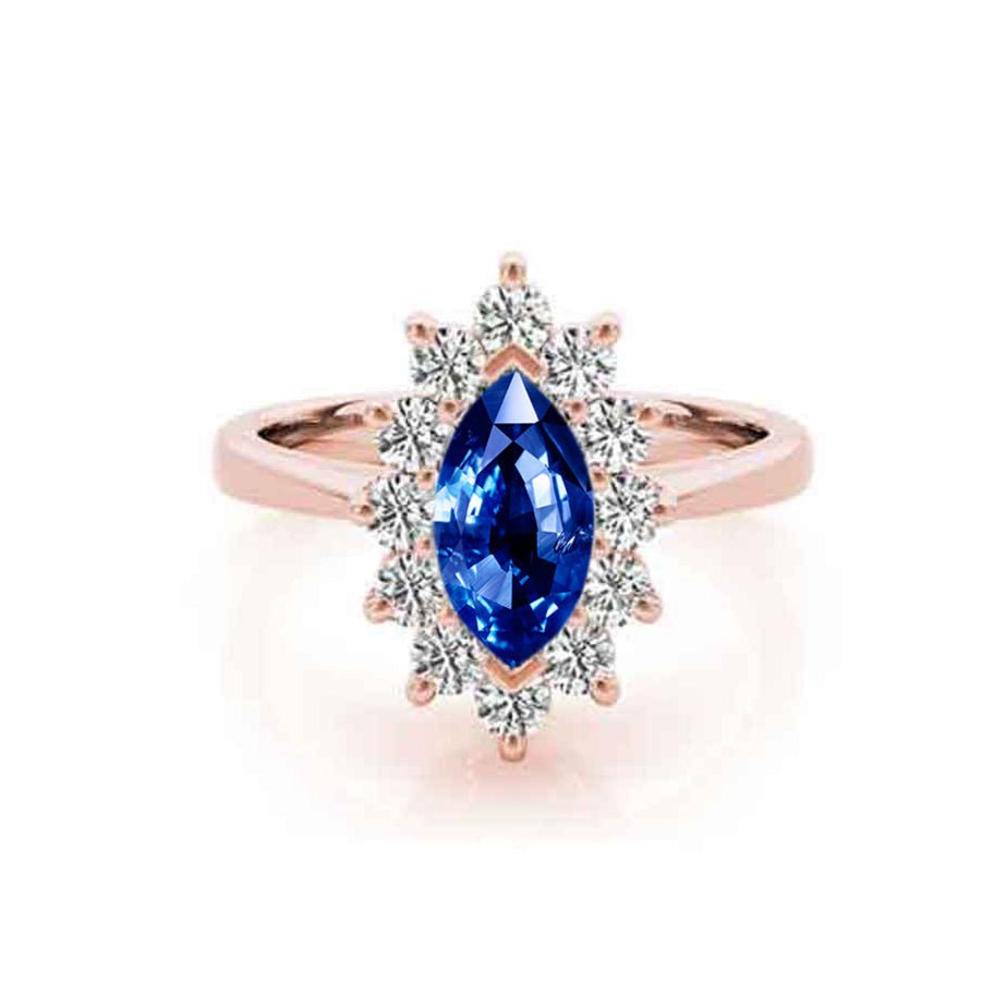 The Hadley Marquise Sapphire and Diamond Engagement Ring - Lisa Robin