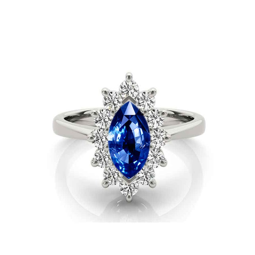 The Hadley Marquise Sapphire and Diamond Engagement Ring - Lisa Robin