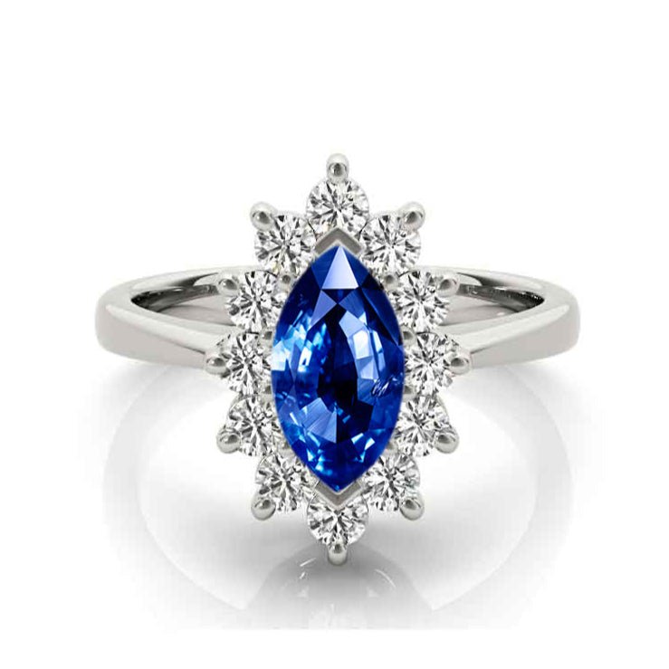 The Hadley Marquise Sapphire and Diamond Engagement Ring - Lisa Robin