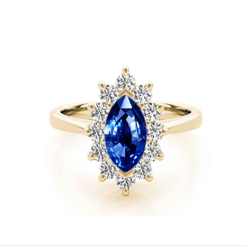 The Hadley Marquise Sapphire and Diamond Engagement Ring - Lisa Robin