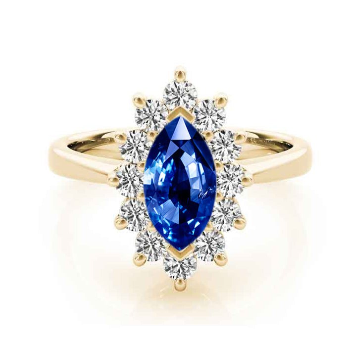 The Hadley Marquise Sapphire and Diamond Engagement Ring - Lisa Robin